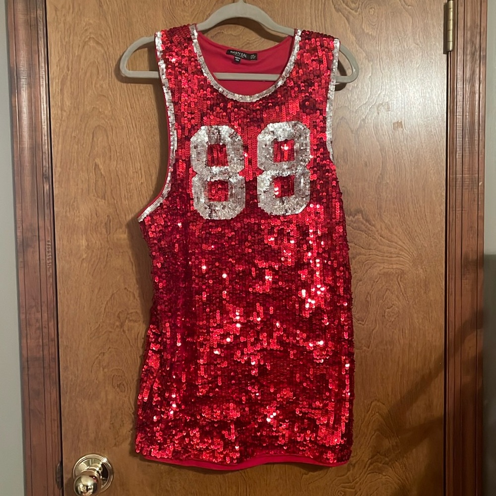 Nasty Gal Sequin Varsity Mini Dress